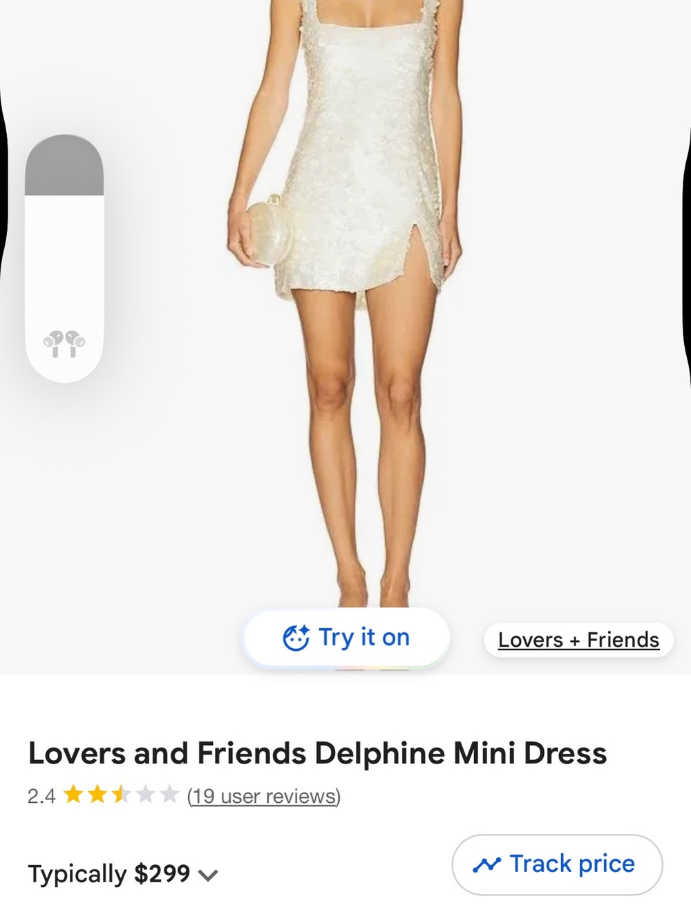 Lovers + Friends Ivory Textured Mini Skirt with Slit